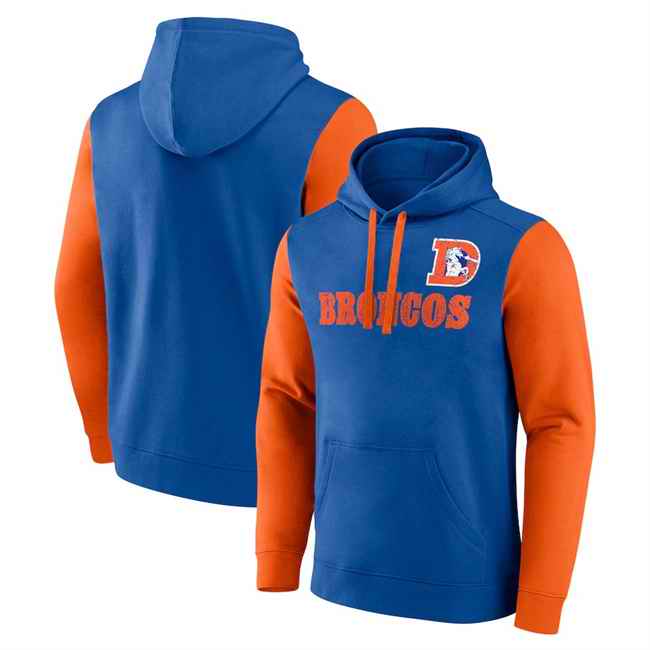 Men's Denver Broncos Blue/Orange Fleece Pullover Hoodie